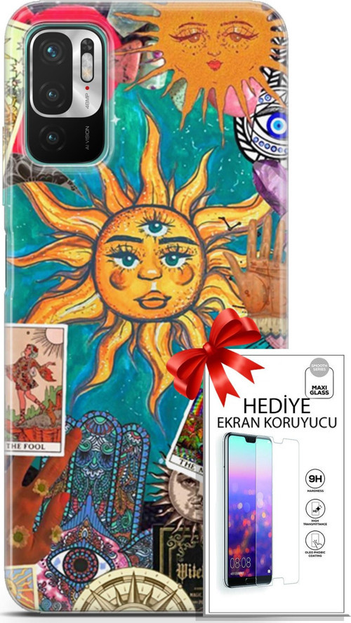 Xiaomi Redmi Note 10 5G Kılıf Orijinal Seri Bounce 08 Elodie Edwards Baskılı Kılıf + Ekran Koruyucu