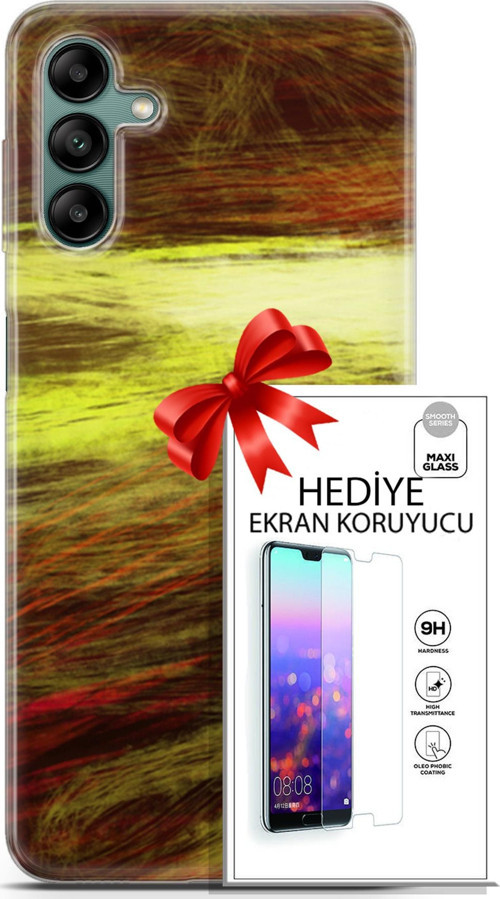 Samsung Galaxy A04S Kılıf Orijinal Seri Nature 23 Sarı Turuncu Telefon Kabı Ve Ekran Koruyucu