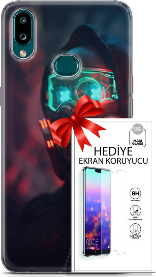 Samsung Galaxy A10S Kılıf Orijinal Seri Cyberpunk 03 Vr Maske Arka Kapak + Ekran Koruyucu