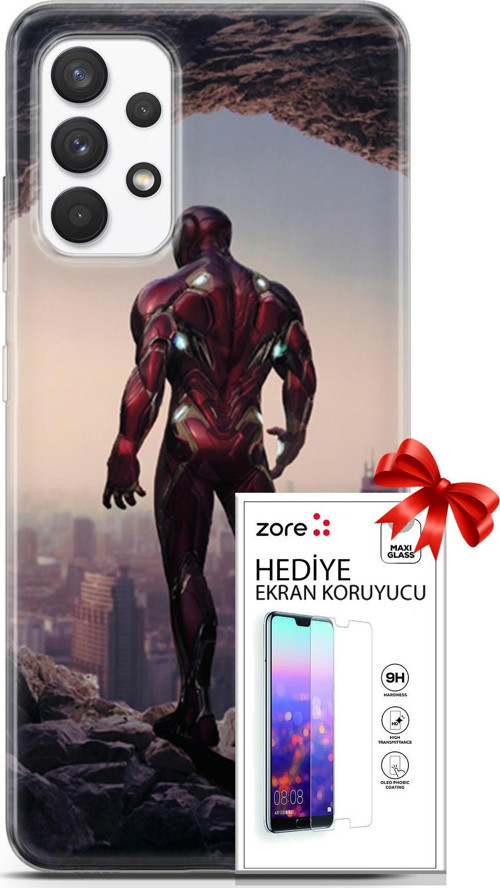 Samsung Galaxy A13 4G Kılıf Orijinal Seri Supers 02 Iron Man Kapak Ve Ekran Koruyucu