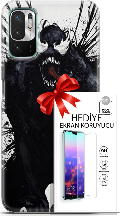 Xiaomi Redmi Note 10 5G Kılıf Orijinal Seri Cardano 20 Canavar Renkli Kılıf Ekran Koruyucu