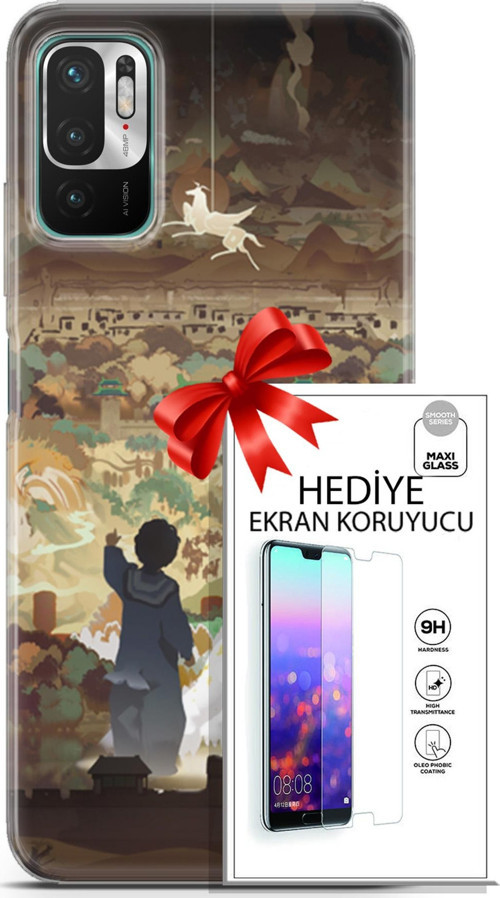 Xiaomi Redmi Note 10 5G Kılıf Orijinal Seri Cardano 26 Kanatlı At Soft Kapak + Ekran Koruyucu