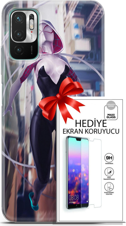 Xiaomi Redmi Note 10 5G Kılıf Orijinal Seri Dc 26 Spider Girls Soft Kapak + Ekran Koruyucu