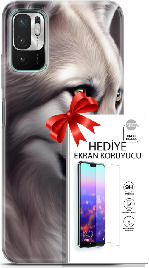 Xiaomi Redmi Note 10 5G Kılıf Orijinal Seri Dogs 01 Yakışıklı Kurt Telefon Kılıfı + Ekran Koruyucu