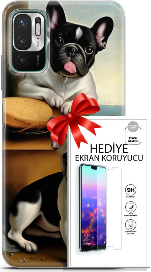 Xiaomi Redmi Note 10 5G Kılıf Orijinal Seri Dogs 28 Fransız Bulldog İz Bırakmayan Kılıf + Ön Ekran Koruyucu
