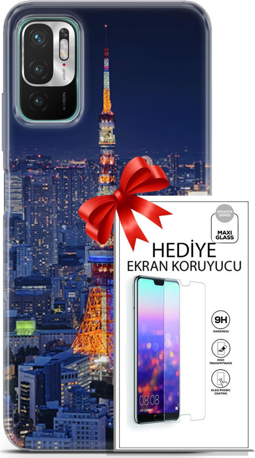 Xiaomi Redmi Note 10 5G Kılıf Orijinal Seri Fantasy 02 Eyfel Kapak Ve Ekran Koruyucu