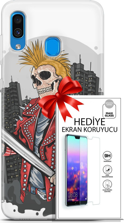 Samsung Galaxy A20 Kılıf Orijinal Seri Punky 08 Punk Serseri Baskılı Kılıf + Ekran Koruyucu