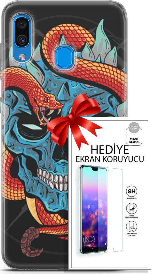 Samsung Galaxy A20 Kılıf Orijinal Seri Punky 13 Şeytan Case Kapak Ekran Koruyucu