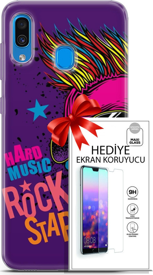Samsung Galaxy A20 Kılıf Orijinal Seri Punky 16 Rockstar Hediyelik Kılıf Ve Ekran Koruyucu