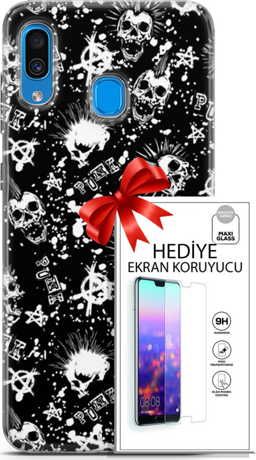 Samsung Galaxy A20 Kılıf Orijinal Seri Punky 23 Çarşı Punk Telefon Kabı Ve Ekran Koruyucu