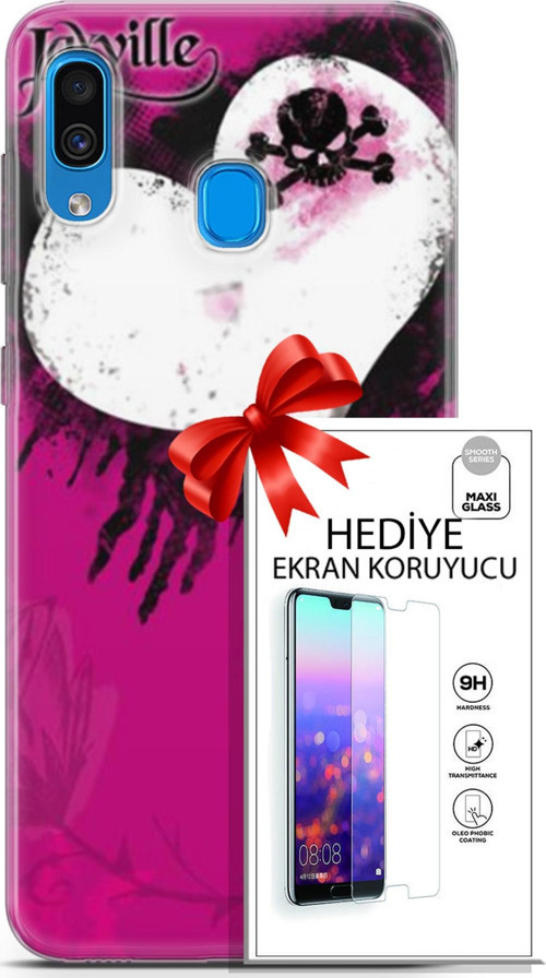Samsung Galaxy A20 Kılıf Orijinal Seri Punky 27 Jaxville Lazer Kesim Silikon Ekran Koruyucu