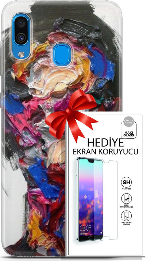 Samsung Galaxy A20 Kılıf Orijinal Seri Soul 02 Sanatsal Kapak Ve Ekran Koruyucu
