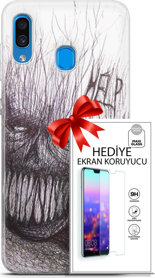 Samsung Galaxy A20 Kılıf Orijinal Seri Soul 29 Şeytan Leke Tutmaz Kapak + Ekran Koruyucu