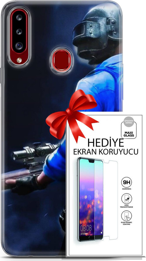 Samsung Galaxy A20S Kılıf Orijinal Seri Pubg 12 Mavi Gömlekli Tasarım Kılıf + Ekran Koruyucu