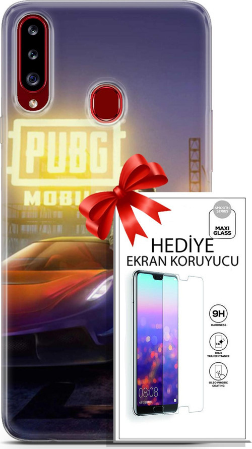 Samsung Galaxy A20S Kılıf Orijinal Seri Pubg 17 Arabalı Yumuşak Kılıf + Ekran Koruyucu
