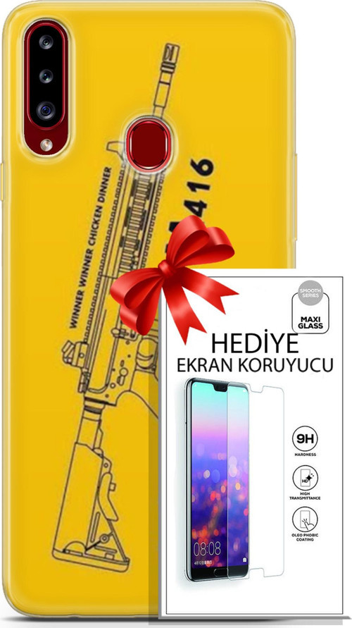 Samsung Galaxy A20S Kılıf Orijinal Seri Pubg 28 M416 İz Bırakmayan Kılıf + Ön Ekran Koruyucu