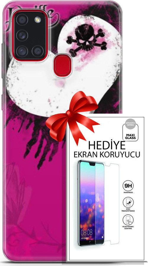 Samsung Galaxy A21S Kılıf Orijinal Seri Punky 27 Jaxville Lazer Kesim Silikon Ekran Koruyucu