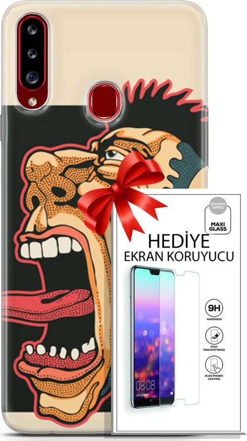 Samsung Galaxy A20S Kılıf Orijinal Seri Punky 11 Maymun 4K Baskılı Kılıf + Ekran Koruyucu Full Koruma