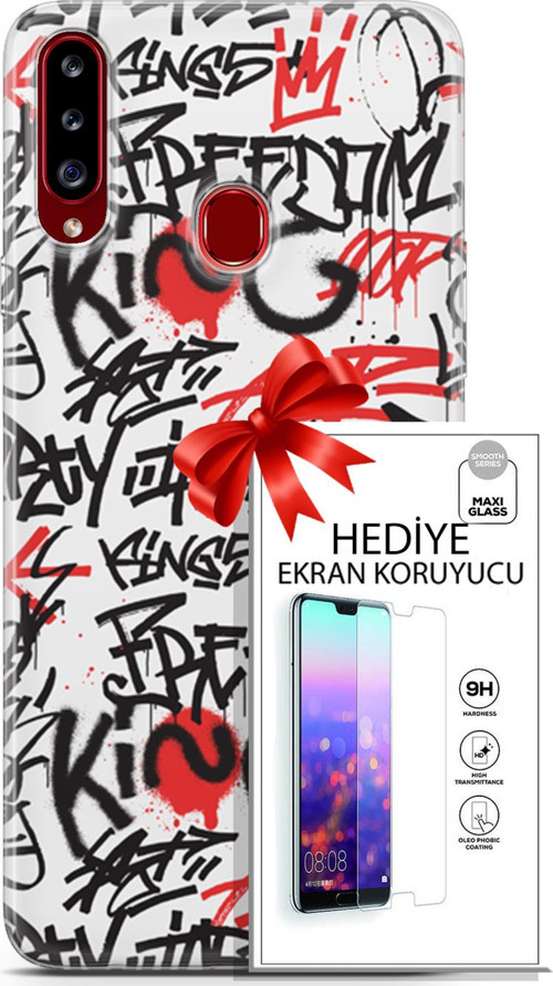 Samsung Galaxy A20S Kılıf Orijinal Seri Punky 22 King Freedom Kap + Ekran Koruyucu