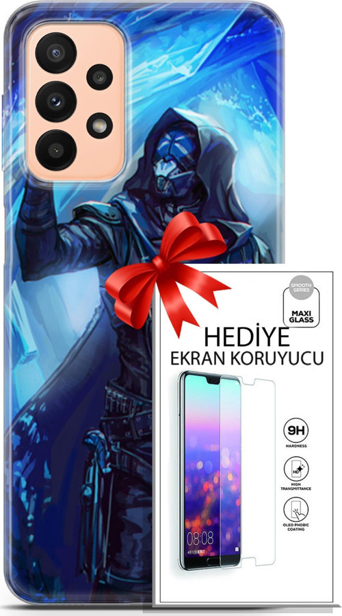 Samsung Galaxy A23 4G Kılıf Orijinal Seri Pubg 13 Maskeli Case Kapak Ekran Koruyucu