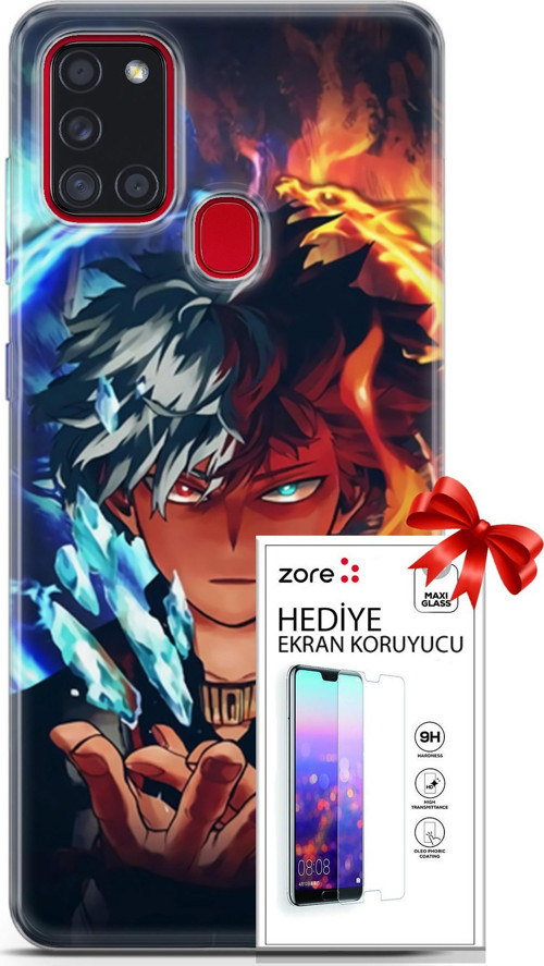 Samsung Galaxy A21S Kılıf Orijinal Seri Supers 13 Todoraki Anime Case Kapak Ekran Koruyucu