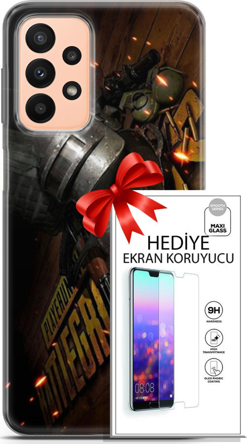Samsung Galaxy A23 4G Kılıf Orijinal Seri Pubg 18 Tabela Parlak Kılıf + Ekran Koruyucu Full Koruma