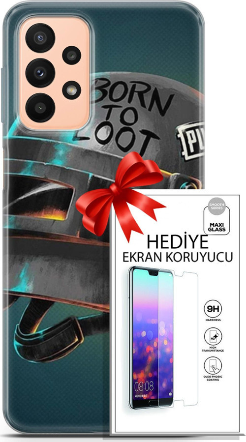 Samsung Galaxy A23 4G Kılıf Orijinal Seri Pubg 19 Born To Loot Tam Koruma Kılıf + Ekran Koruyucu