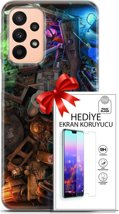 Samsung Galaxy A23 4G Kılıf Orijinal Seri Pubg 24 Teçhizatlar Darbe Emici Kılıf + Ekran Koruyucu