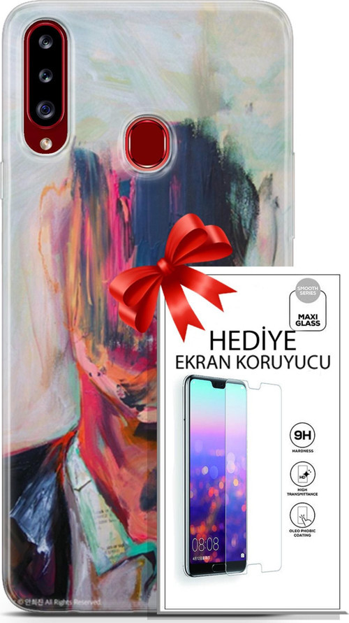 Samsung Galaxy A20S Kılıf Orijinal Seri Soul 22 Acivert Pembe Kap + Ekran Koruyucu