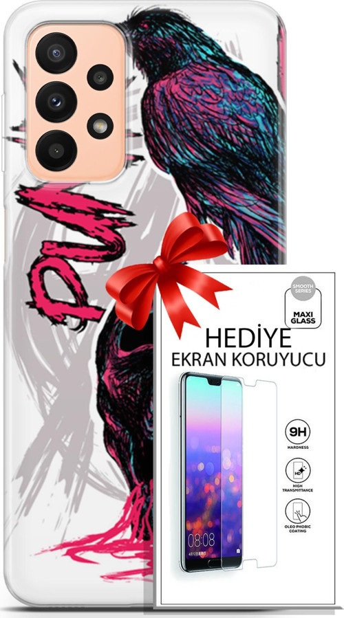 Samsung Galaxy A23 4G Kılıf Orijinal Seri Punky 03 Karga İskelet Arka Kapak + Ekran Koruyucu