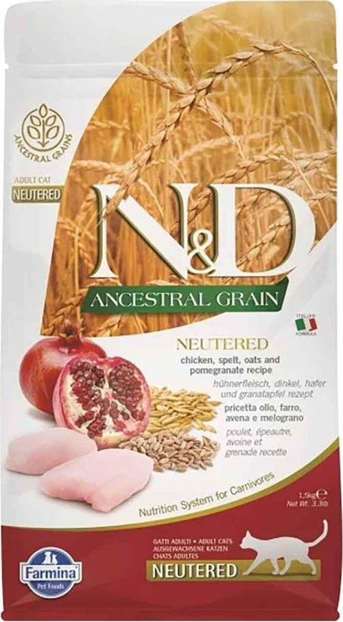 Ancestral Tavuklu Ve Narlı Tahıllı Kısırlaştırılmış Kedi Maması 1.5 Kg