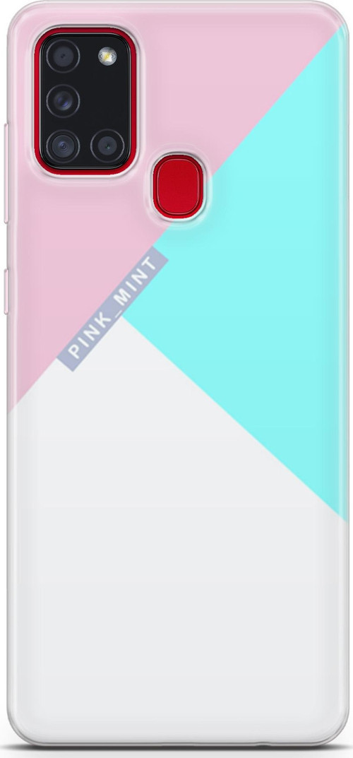 Samsung Galaxy A21S Kılıf Orijinal Seri Typo 08 Pink Mint Baskılı Kılıf
