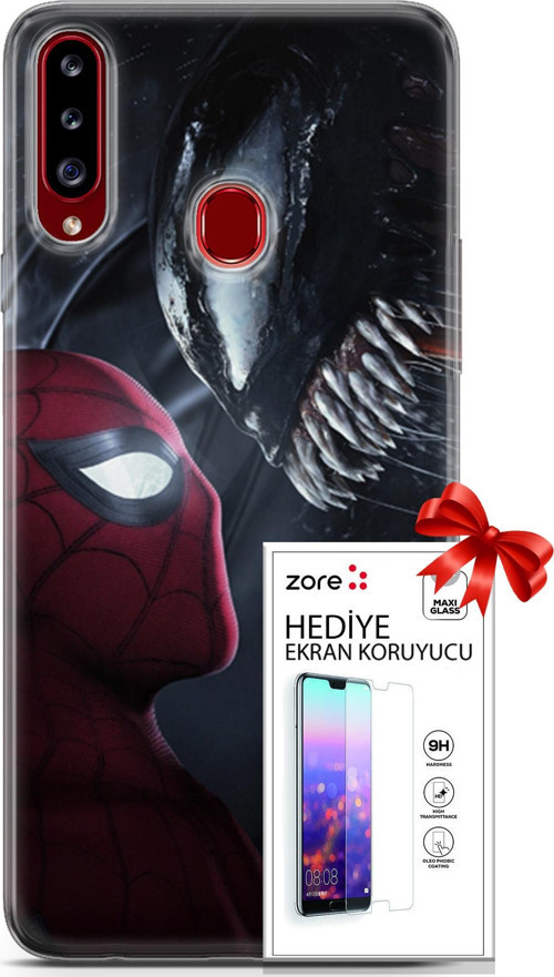 Samsung Galaxy A20S Kılıf Orijinal Seri Supers 09 Spider-Man Vs Venom Uv Kılıf Ve Ekran Koruyucu
