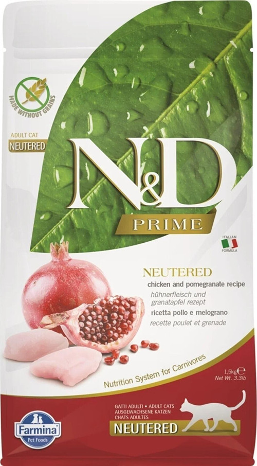 Nd Prime Kısır Tahılsız Tavuklu Narlı Kısırlaştırılmış Yetişkin Kedi Maması 1,5 Kg