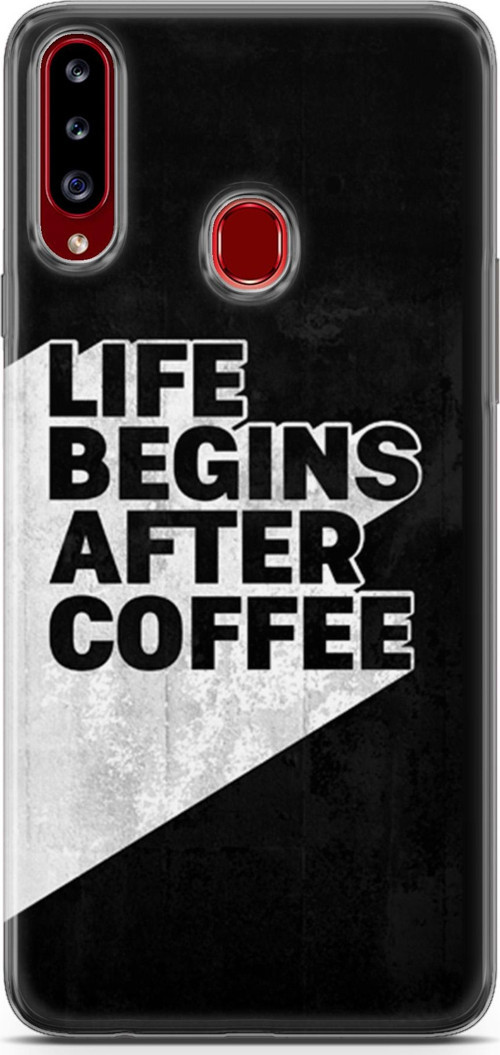 Samsung Galaxy A20S Kılıf Orijinal Seri Typo 02 Life Begins After Coffee Kapak
