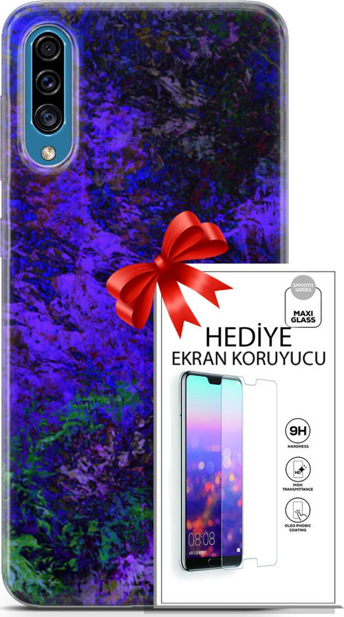 Samsung Galaxy A30S Kılıf Orijinal Seri Nature 30 Mor Tonlar Kenarları Şeffaf Kapak Ve Ekran Koruyucu