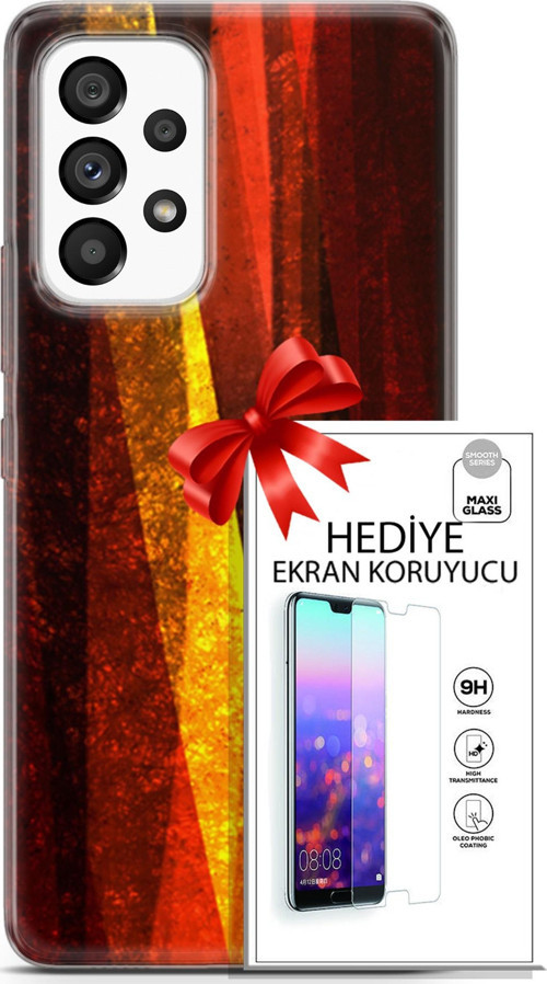 Samsung Galaxy A53 5G Kılıf Orijinal Seri Nature 17 Sarı Katman Yumuşak Kılıf + Ekran Koruyucu