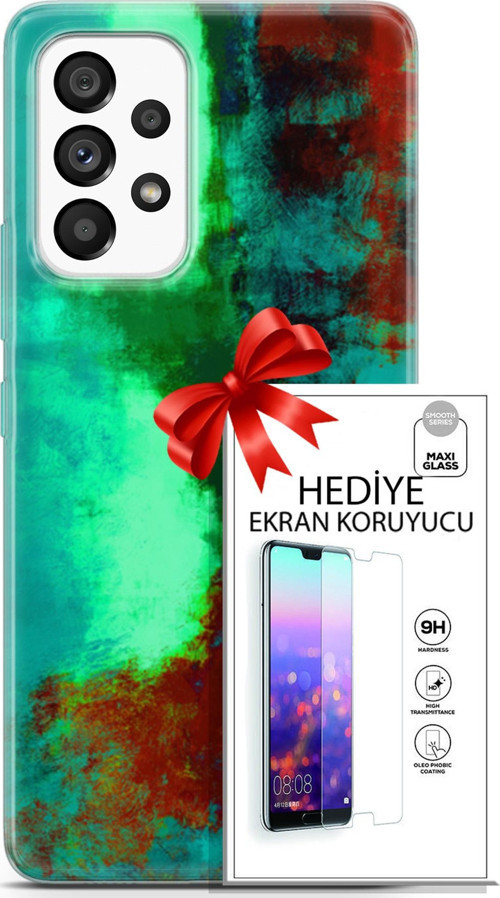 Samsung Galaxy A53 5G Kılıf Orijinal Seri Nature 20 Yeşil Kahve Renkli Kılıf Ekran Koruyucu