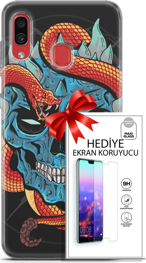 Samsung Galaxy A30 Kılıf Orijinal Seri Punky 13 Şeytan Case Kapak Ekran Koruyucu