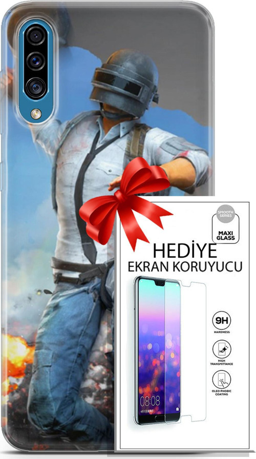 Samsung Galaxy A30S Kılıf Orijinal Seri Pubg 01 Action Figur Telefon Kılıfı + Ekran Koruyucu