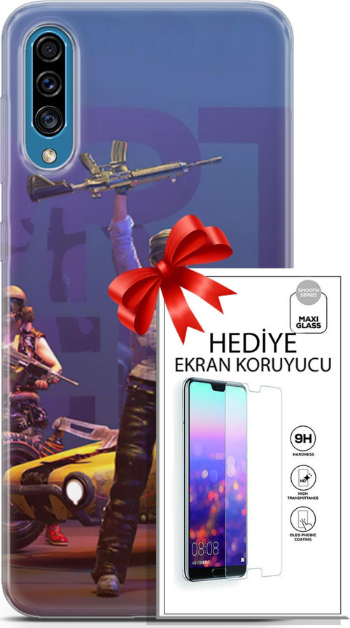Samsung Galaxy A30S Kılıf Orijinal Seri Pubg 05 Silahlı Karakter Koruma Kılıfı + Ekran Koruyucu