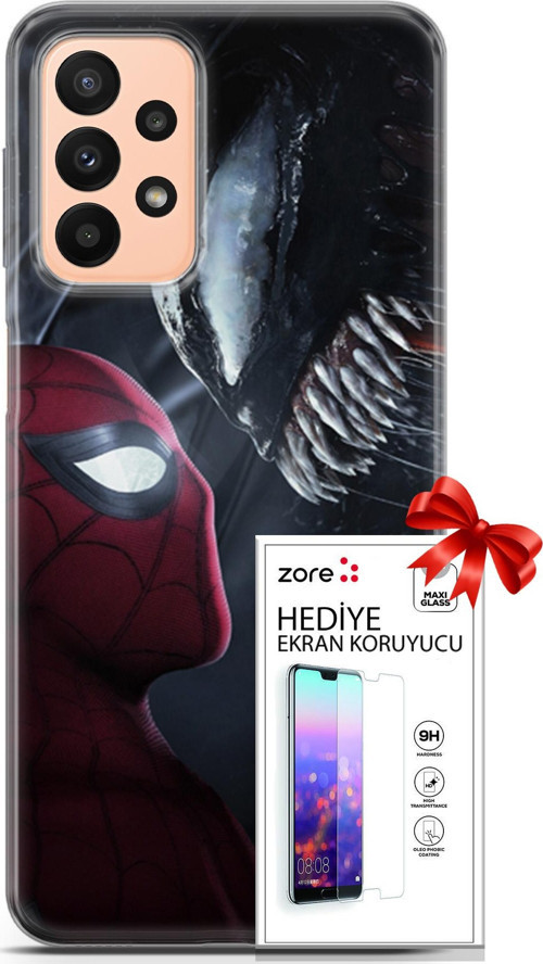 Samsung Galaxy A23 4G Kılıf Orijinal Seri Supers 09 Spider-Man Vs Venom Uv Kılıf Ve Ekran Koruyucu