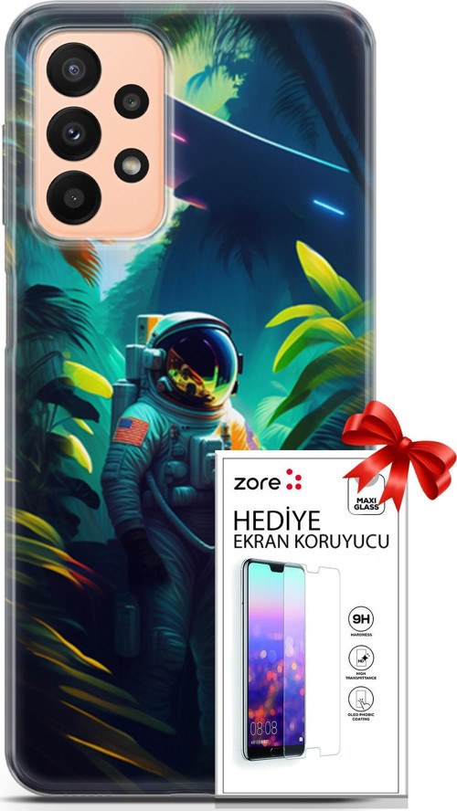 Samsung Galaxy A23 4G Kılıf Orijinal Seri Supers 10 Astronot Full Hd Kılıf + Ekran Koruyucu