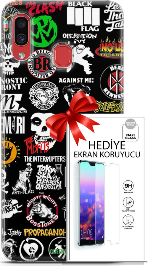 Samsung Galaxy A30 Kılıf Orijinal Seri Punky 29 Armalar Leke Tutmaz Kapak + Ekran Koruyucu