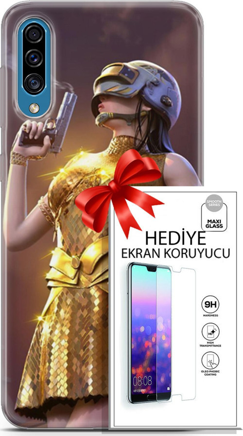 Samsung Galaxy A30S Kılıf Orijinal Seri Pubg 21 Anna Darbe Önleyici Kapak + Ön Ekran Koruyucu
