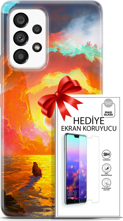 Samsung Galaxy A53 5G Kılıf Orijinal Seri Neo 21 Tabancalı Darbe Önleyici Kapak + Ön Ekran Koruyucu