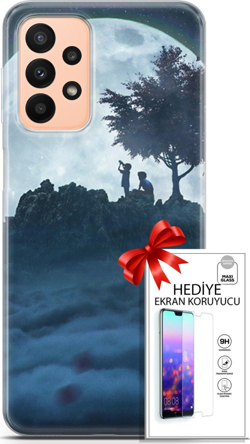 Samsung Galaxy A23 4G Kılıf Orijinal Seri Algorand 21 Ayışığında Darbe Önleyici Kapak + Ön Ekran Koruyucu