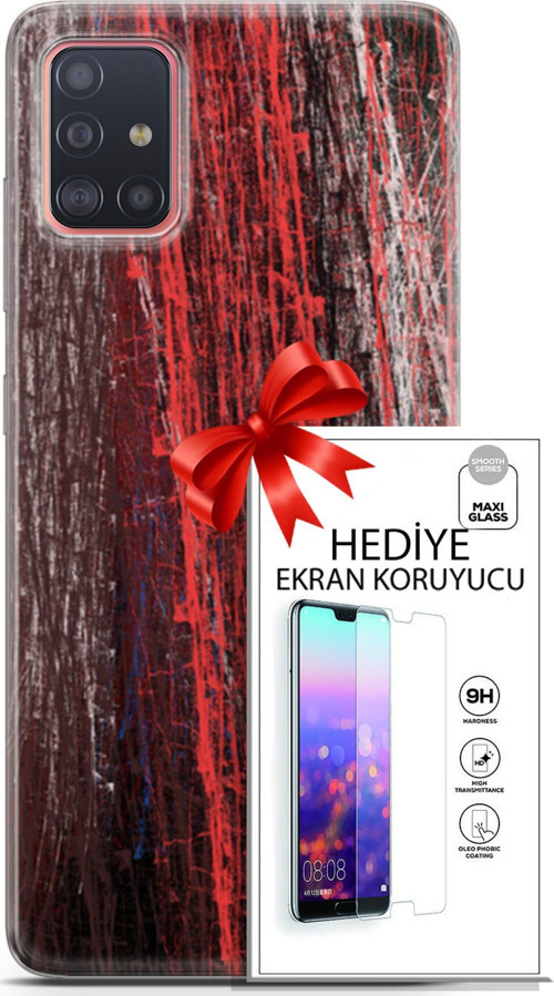 Samsung Galaxy A51 Kılıf Orijinal Seri Nature 22 İzler Kap + Ekran Koruyucu