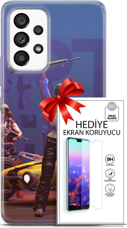 Samsung Galaxy A53 5G Kılıf Orijinal Seri Pubg 05 Silahlı Karakter Koruma Kılıfı + Ekran Koruyucu