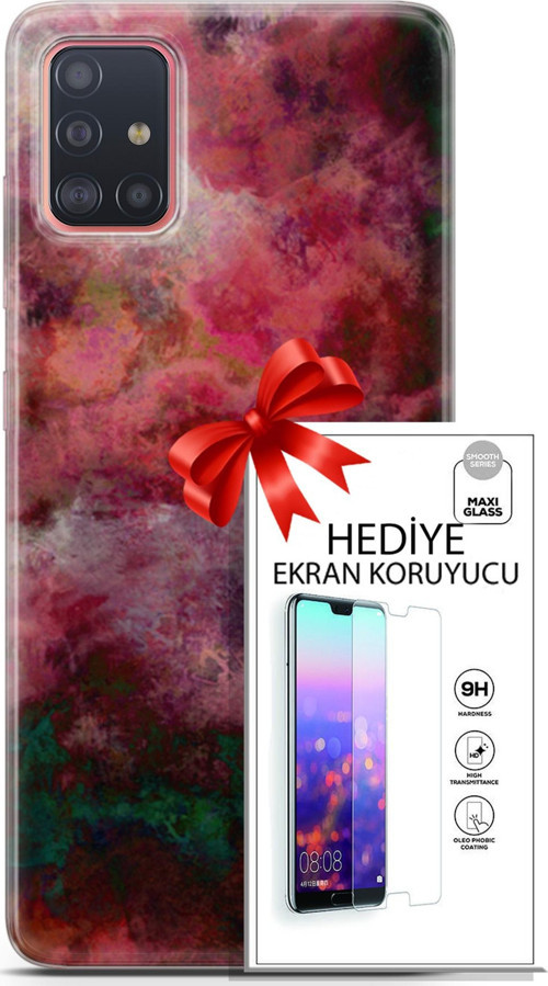 Samsung Galaxy A51 Kılıf Orijinal Seri Nature 28 Bordo İz Bırakmayan Kılıf + Ön Ekran Koruyucu